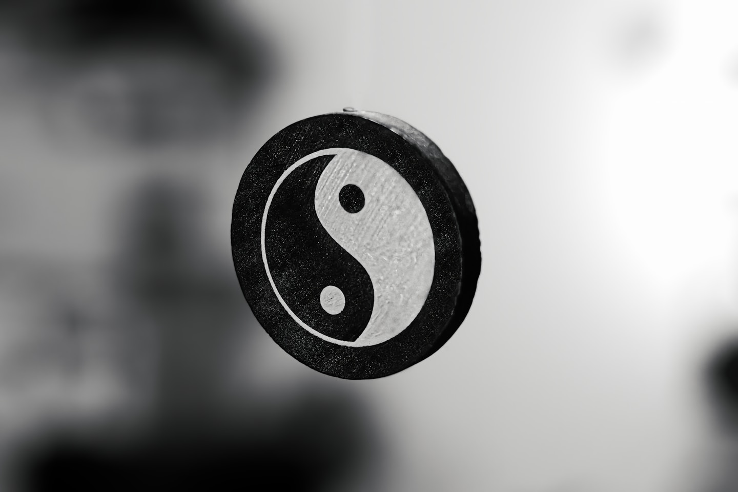 ying and yang symbol, closeup decor - black