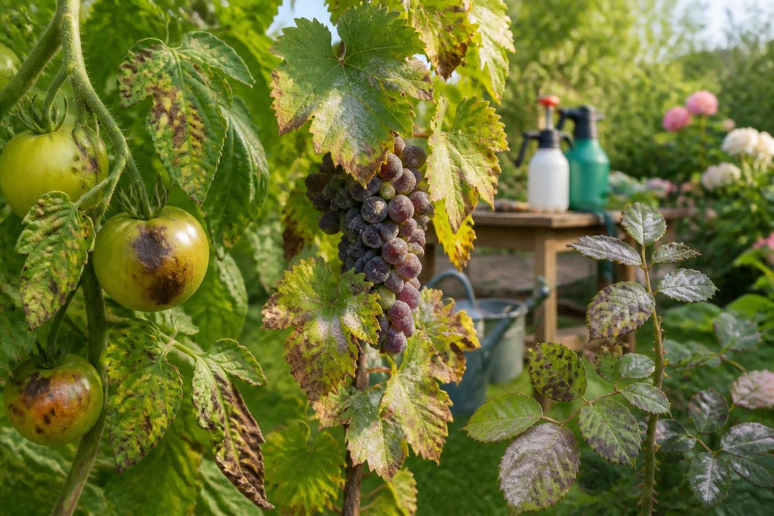 découvrez comment reconnaître, prévenir et traiter le mildiou sur les tomates, la vigne et les rosiers pour protéger vos plantes efficacement.